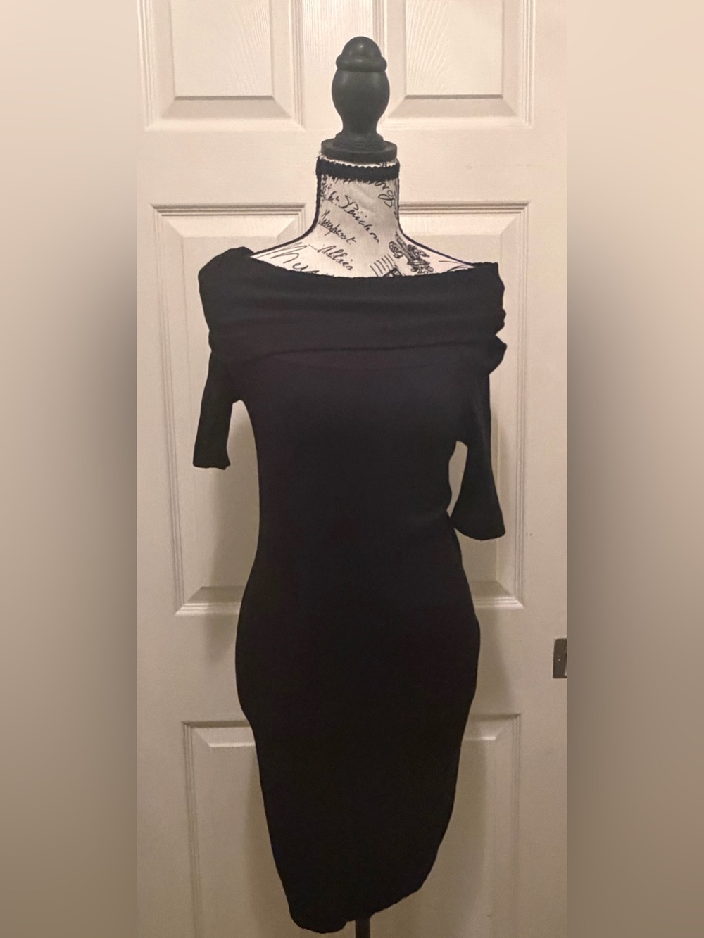 Off-Shoulder Black Women's Sweater Dress